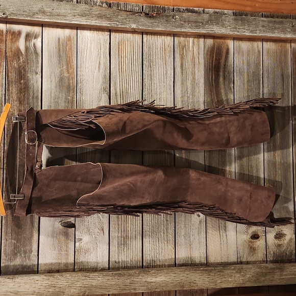 Brown Suede Fringe Chaps - Picture 5 of 11